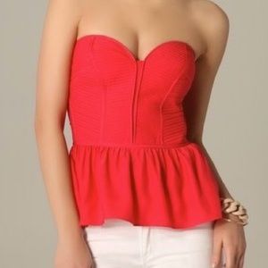 Parker Strapless Corset Peplum Red Top